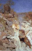 Arthur streeton Fire's On oil